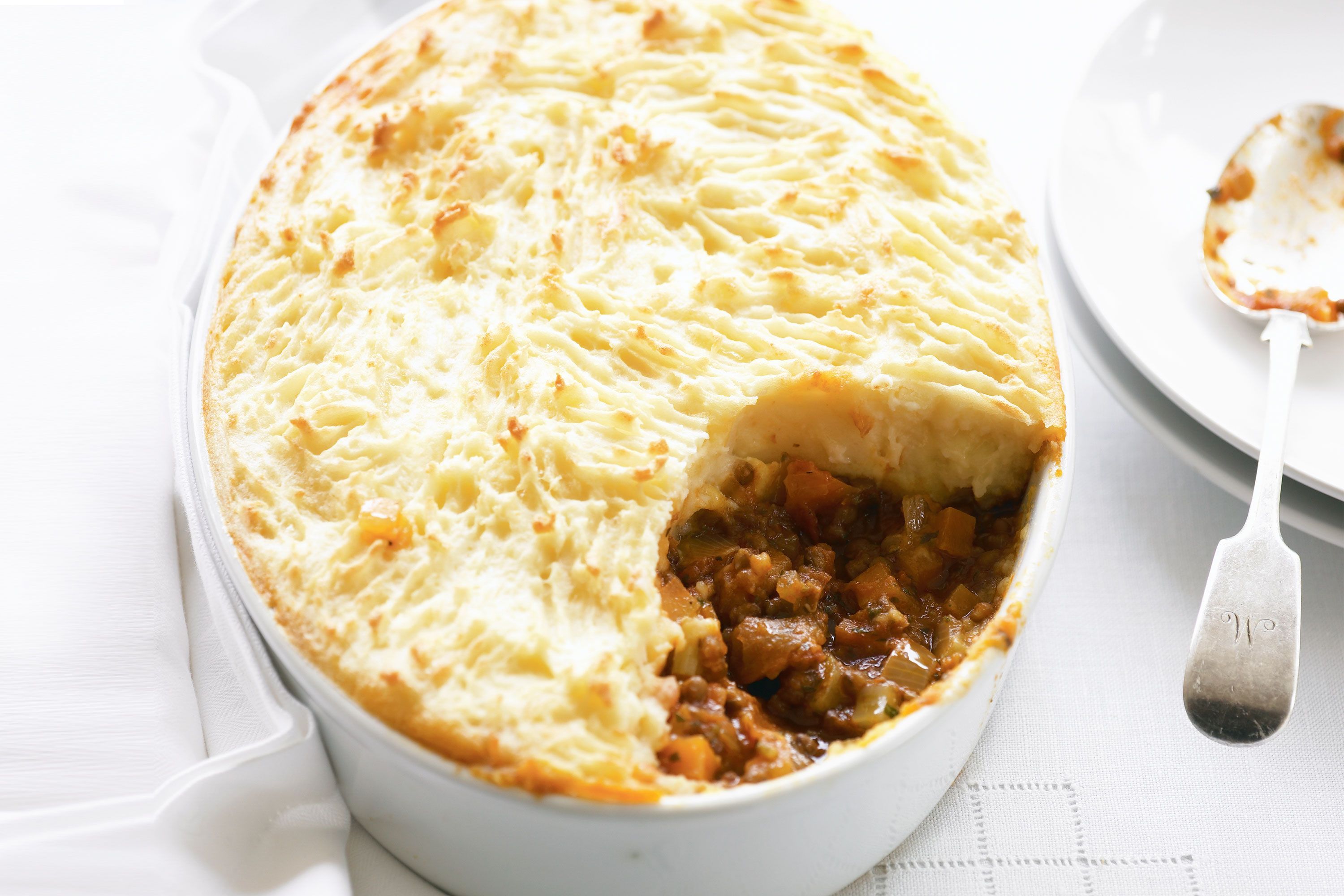 Tartes de lentilhas balsâmicas com puré de legumes